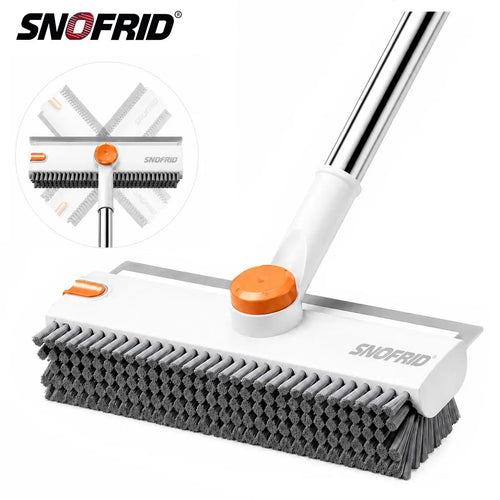 3-in-1 Heavy-Duty Floor Scrub Brush with Long Handle & Built-In Scraper